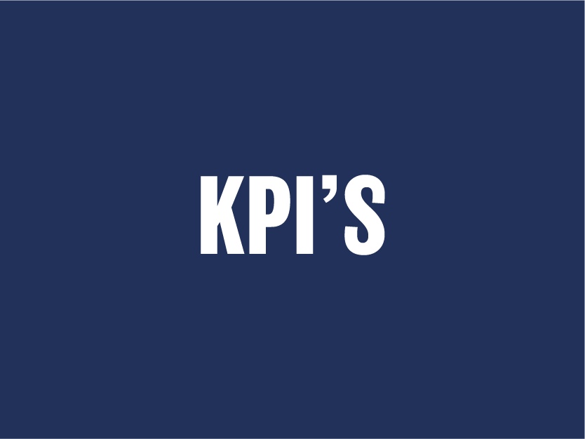 Donkerblauwe rechthoek met in witte letters de tekst: KPI's